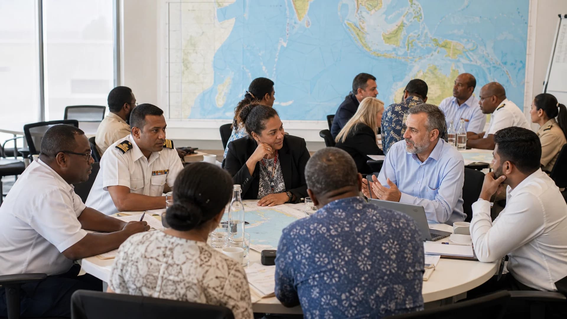 Regional maritime stakeholders participating in an information-sharing workshop.